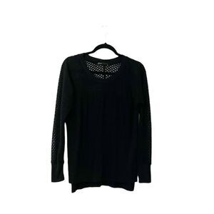 Gibson Mesh Lightweight Long Sleeve Black Sweater Size M